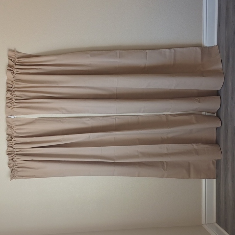 2 PAIR SET DIY Floor Length Curtain Panels 42x80, Tan, 4 Panels Total